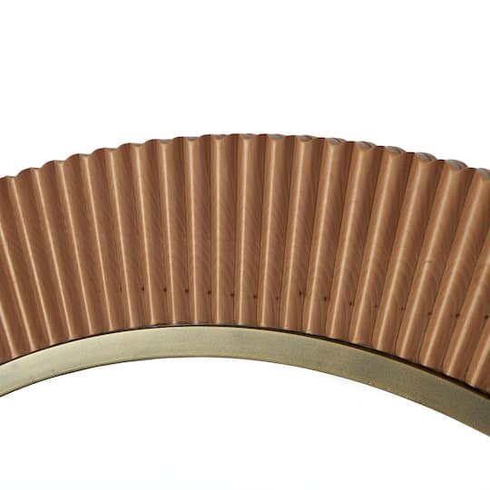 43" Brown Wood Fluted Room Wall Mirror with Scalloped Edge